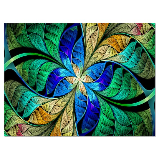 Designart - Blue Green Fractal Flower Petals